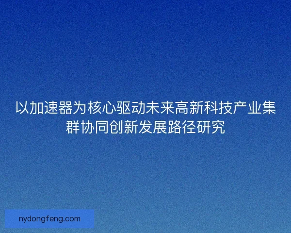 以加速器为核心驱动未来高新科技产业集群协同创新发展路径研究